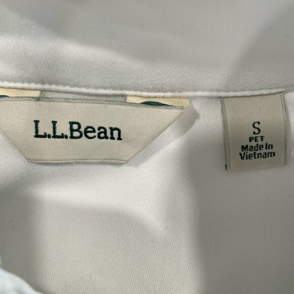 LL Bean White Utility Jacket PS Snap Button High Collar Outdoor Hiking Everyday - Picture 2 of 9